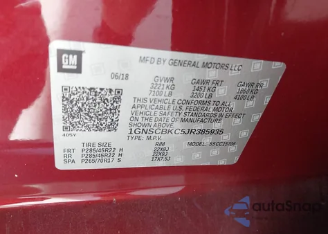 2018 Chevrolet Tahoe Lt из США, поврежденный, VIN 1GNSCBKC5JR385935